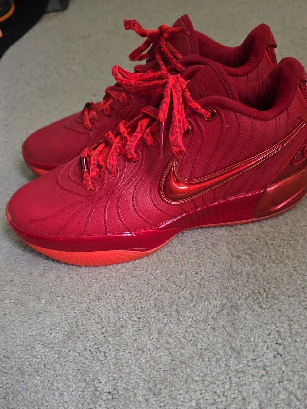 Nike XXI Lebron's Red Athletic Sneakers with Metallic Red Swoosh, Mens Size 8